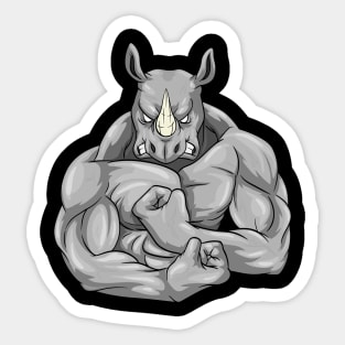 Funny rhino as a bodybuilder Sticker